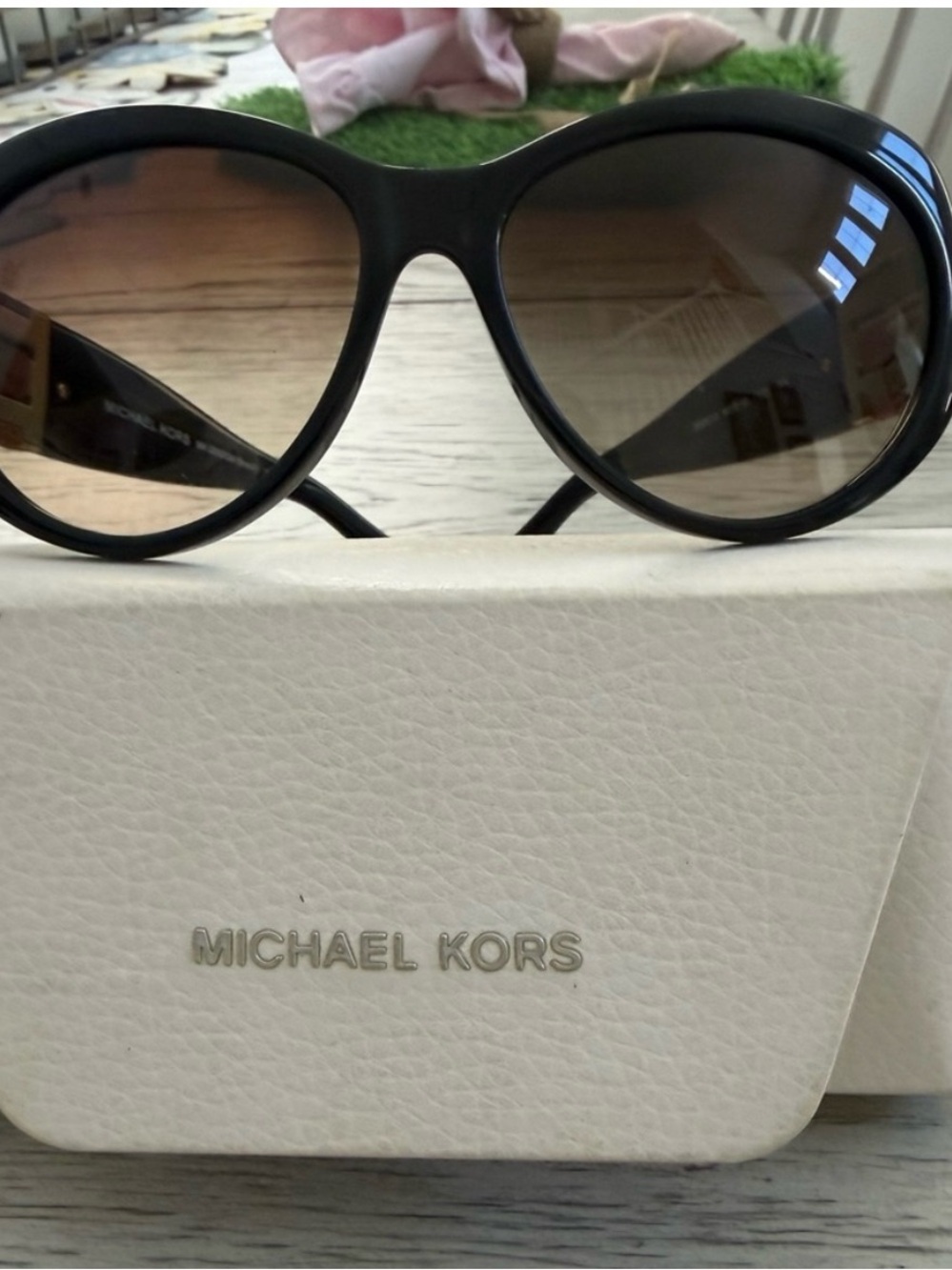 Michael Kors Women's Black Round Oversized Sunglasses
